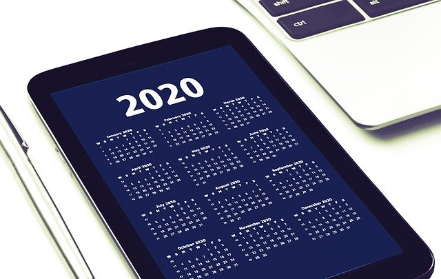 tablette calendrier 2020